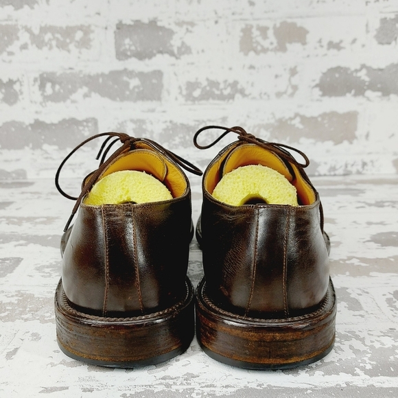 Bruno Magli Florio Cap Toe Brown Leather Dress Shoes Lace Up Loafers T208 - Picture 4 of 9